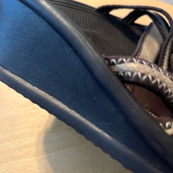 Skechers Wedge Foam Sandals Brown & Gold Size 9 Excellent Condition - Picture 4 of 6